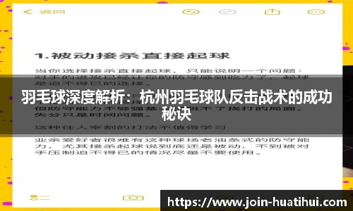 羽毛球深度解析：杭州羽毛球队反击战术的成功秘诀